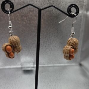 Earrings, Peanut Shell Dangle NWOT